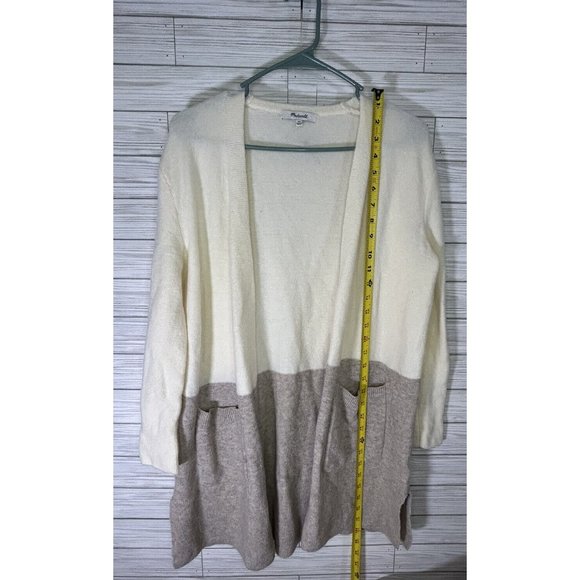Madewell  Colorblock Cardigan Sweater Wool Alpaca Size XS White Ran Kent Relaxed - Picture 6 of 7